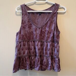 Floral American Eagle Outfitters Flowy Tiered Sleeveless Tank Top